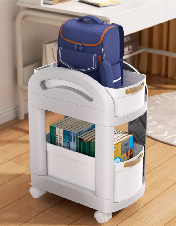 Hot push drawer storage cabinet (gray white 2 layers) (Specification: 47.6*40*25.5CM)