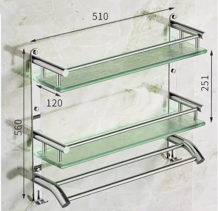Hot push stainless steel multifunctional storage rack (double layer with hook and double rod 51CM) (Specification: 51*56*12*25.1CM)