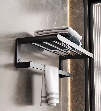 Hot push bathroom shelf (elegant black 40CM) (specification: 40*22*15*7.5CM)