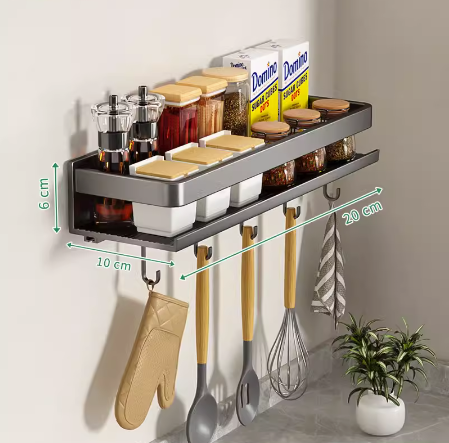 Hot push wall-mounted storage rack (gun gray 20CM with hook) (Specification: 20*10*6CM)