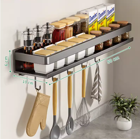 Hot push wall-mounted storage rack (gun gray 50CM with hook) (Specification: 50*10*6CM)