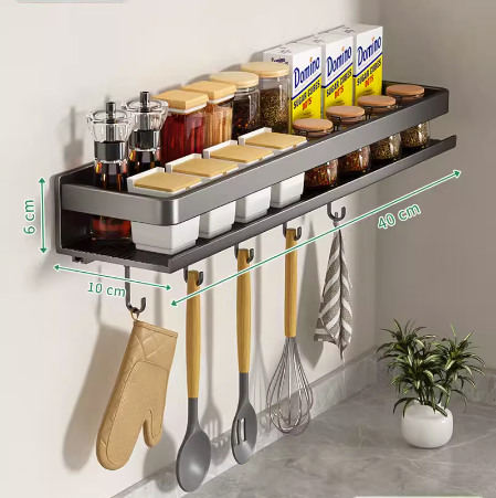Hot push wall-mounted storage rack (gun gray 40CM with hook) (Specification: 40*10*6CM)