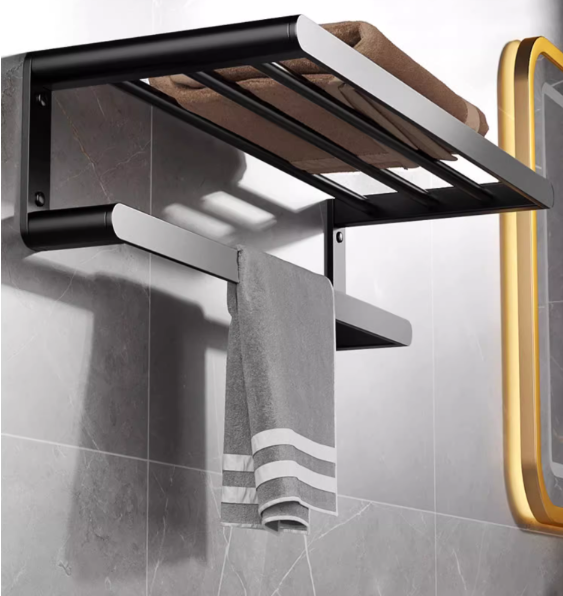 Hot push bathroom shelf (elegant black 50CM) (specification: 50*22*15*7.5CM)