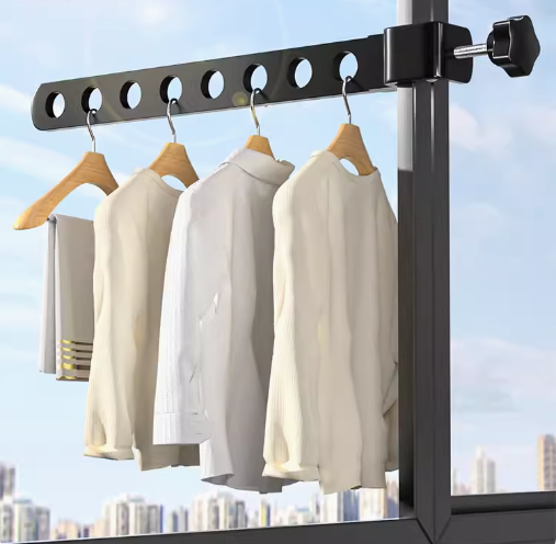 Hotly recommended multi-functional anti-slip snap-on clothes drying rack (black 8 holes) (specification: 36.7*2.8*0.4CM)
