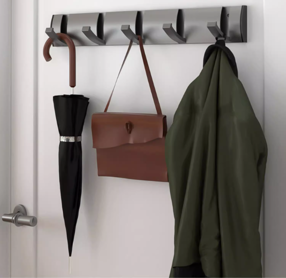 Hot push invisible folding hook (gun gray 5 hooks) (Specification: 40*6CM)