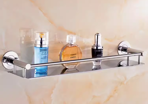Hot recommended 304 stainless steel bathroom storage rack (round bottom steel plate 54CM) (specification: 54*12*6CM)
