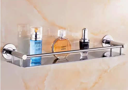 Hot recommended 304 stainless steel bathroom storage rack (round bottom steel plate 64CM) (specification: 64*12*6CM)