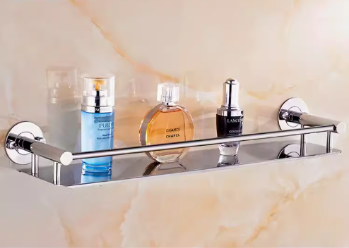 Hot recommended 304 stainless steel bathroom storage rack (round bottom steel plate 44CM) (specification: 44*12*6CM)