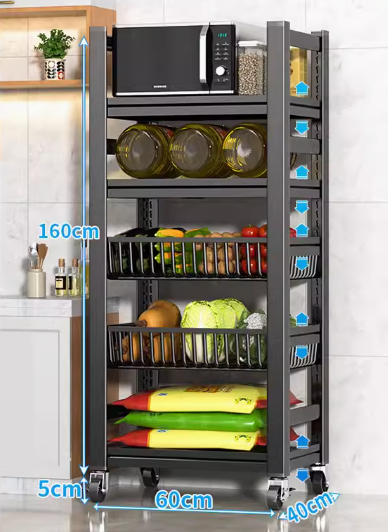 Hot push multifunctional storage rack (5 layers, 3 boards, 2 baskets) (Specification: 165*60*40CM)