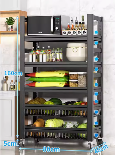 Hot push multifunctional storage rack (5 layers, 3 boards, 4 baskets) (Specification: 165*80*40CM)