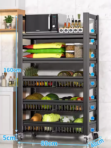Hot push multifunctional storage rack (5 layers, 2 boards, 6 baskets) (Specification: 165*80*40CM)