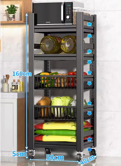 Hot push multifunctional storage rack (5 layers, 3 boards, 2 baskets) (Specification: 165*50*40CM)