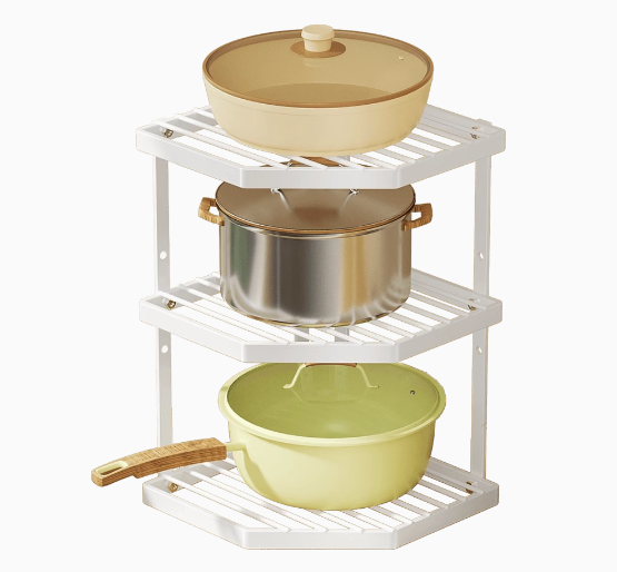 Hot push pot storage rack (white three layers) (specification: 42*40CM)