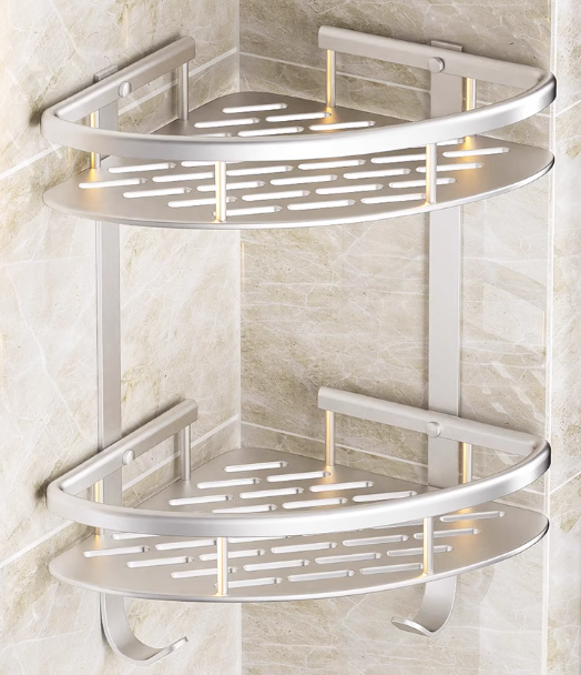 Hot push bathroom shelf (double layer with hook) (Specification: 29*21.5*4.7*36.5CM)