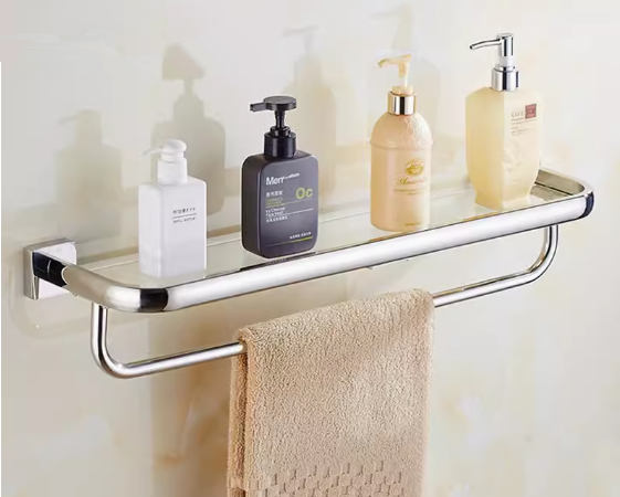 Hot push stainless steel glass storage rack (single layer with rod 33CM) (specification: 33*14CM)