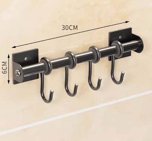 Hotly recommended kitchen activity hooks (black 4 hooks) (specification: 30*6CM)