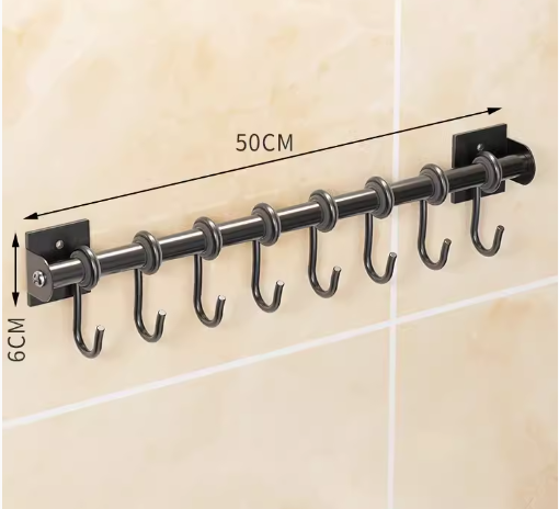 Hotly recommended kitchen activity hooks (black 8 hooks) (specification: 50*6CM)