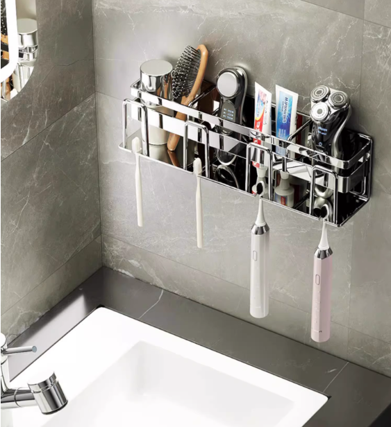 Hot recommended stainless steel toothbrush cup holder (mirror toothbrush holder - four-person model) (Specification: 30*8*6.5CM)