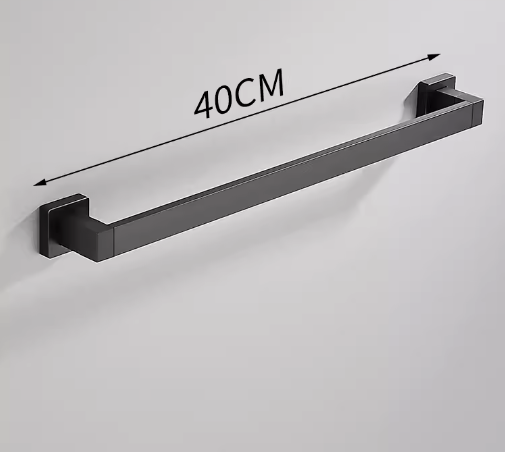 Hot Push Bathroom Single Rod Towel Bar Hanger (Black) (Specification: 40*7.5*5CM)