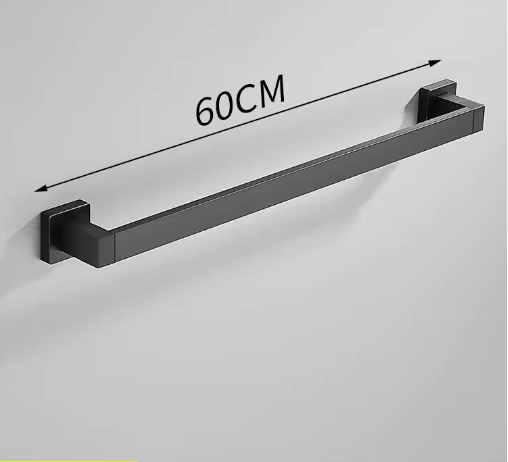 Hot Push Bathroom Single Rod Towel Bar Hanger (Black) (Specification: 60*7.5*5CM)