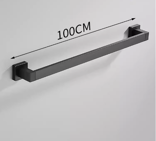 Hot Push Bathroom Single Rod Towel Bar Hanger (Black) (Specification: 100*7.5*5CM)