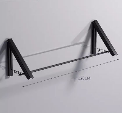 Hot push folding invisible telescopic clothes drying rack (2 pieces + crossbar 120CM) (specification: 120*32.4*29.5CM)