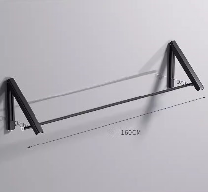 Hot push folding invisible telescopic clothes drying rack (2 pieces + crossbar 160CM) (specification: 160*32.4*29.5CM)