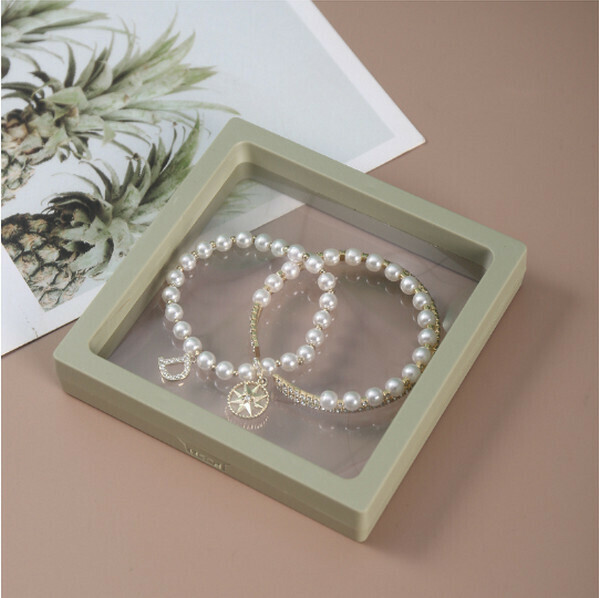 Hotly recommended fashionable PE film suspension box, jewelry display box, travel portable storage box (fruit green [single PE box] 11*11*2cm)