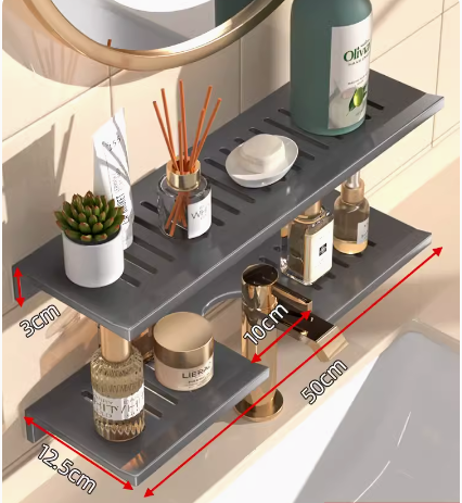 Hot push bathroom shelf (50CM combination double layer) (Specification: 50*12.5*3CM)