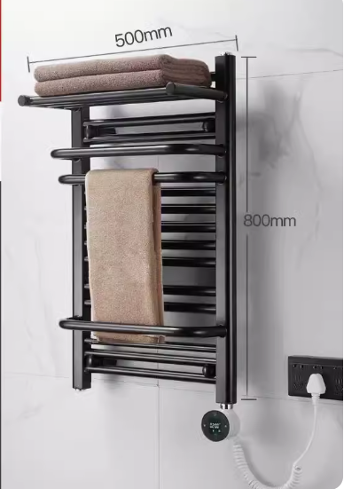 Hot Push Heated Bathroom Shelf (Obsidian Black 400W) (Specification: 80*50CM)