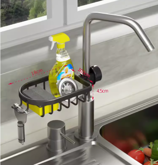 Hot push kitchen faucet storage rack (black model) (specification: 18*10.5*4.5CM)