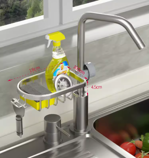 Hot push kitchen faucet storage rack (silver model) (specification: 18*10.5*4.5CM)