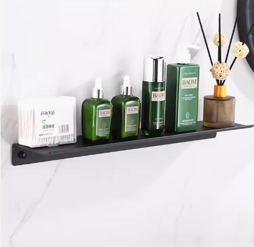 Hot push one-word storage rack (black) (specification: 60*11.4*4.2CM)