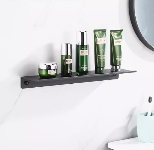 Hot-recommended one-word storage rack (black) (specification: 50*11.4*4.2CM)