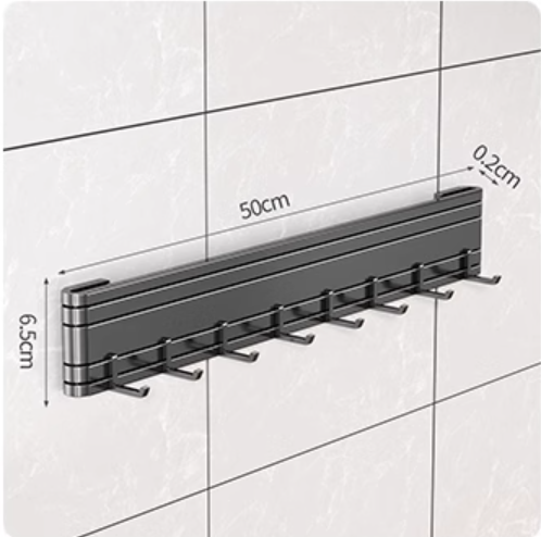 Hot push multifunctional kitchen knife holder (gun gray 50CM and 8 hooks) (specification: 50*6.5*0.2CM)