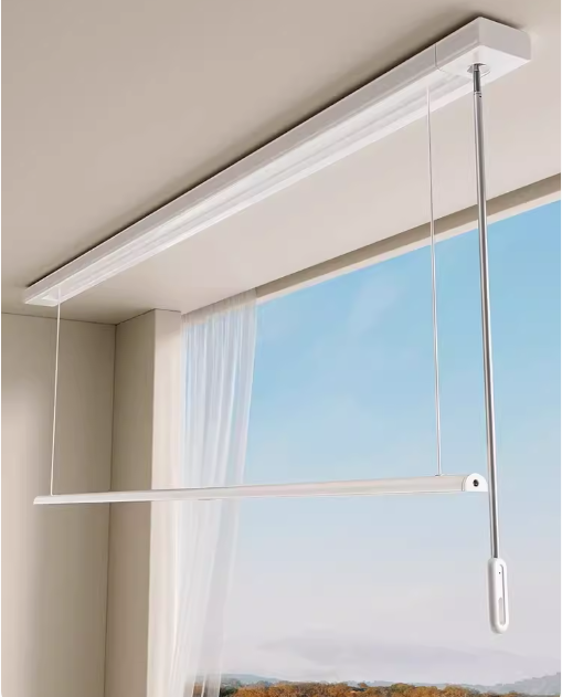 Hot push lifting hidden telescopic clothes drying pole (1.2M) (Specification: 132.5*7.7*6.8*79.8CM)
