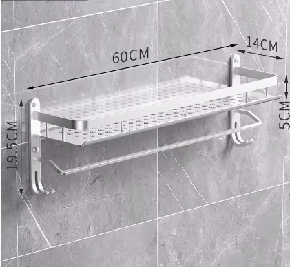 Hot push bathroom shelf (single layer with rod 60CM) (specification: 60*19.5*14*5CM)