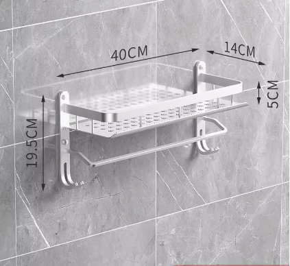 Hot push bathroom shelf (single layer with rod 40CM) (specification: 40*19.5*14*5CM)