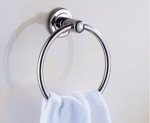 Hot push stainless steel bright towel ring (punched) (specification: 19*7*5.5CM)