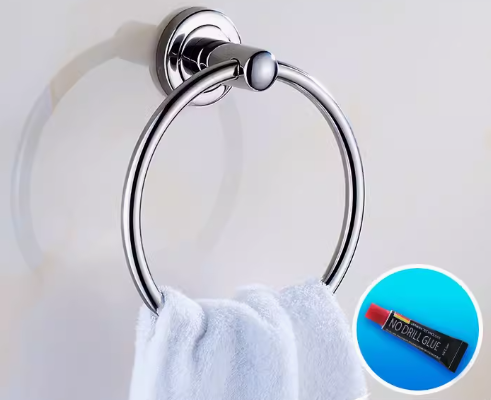 Hot push stainless steel bright towel ring (no need to punch) (specification: 19*7*5.5CM)