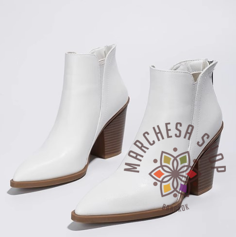 S3159 - 全真皮羊皮側小V彈加高踭踝靴