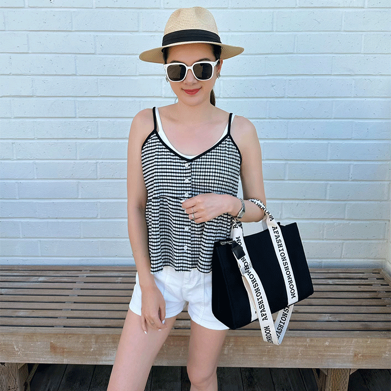 黑白格子細肩背心