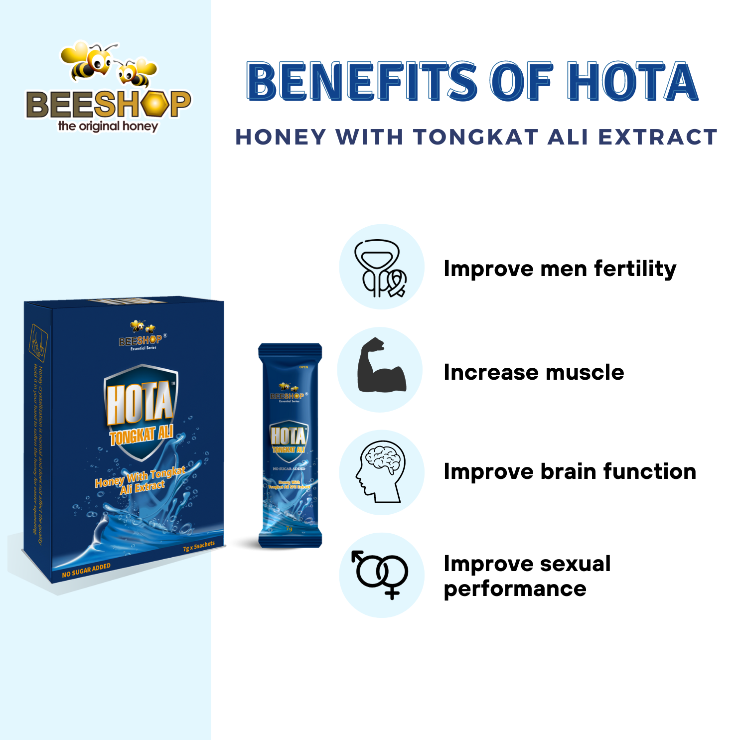 HOTA-Honey With Tongkat Ali Extract 7g X 5 sachet [Halal & 100% Original]