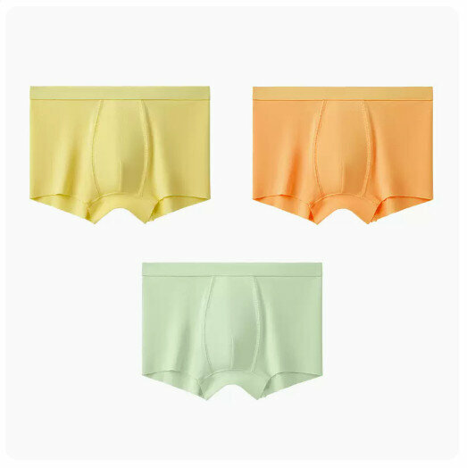Hot recommendation [3 pieces] Modal children's pure cotton crotch boxer briefs [light yellow + sunshine orange + grape green] (110-170 sizes) (please contact customer service to confirm the delivery size after placing the order)