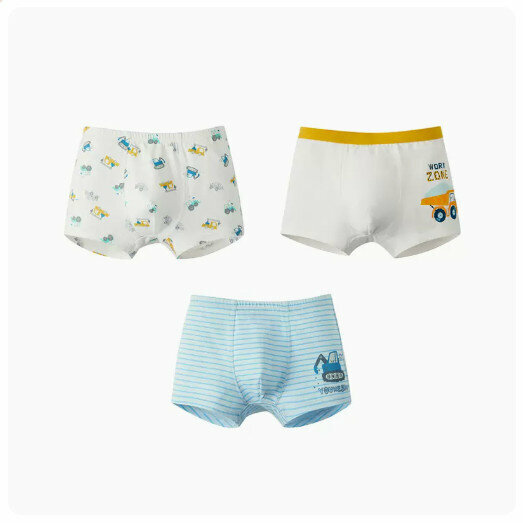 Hot recommendation [3 pieces] Children's pure cotton boxer briefs [Boys] Cars + Little Dig + Yellow Gravel Car] (110-170 yards) (please contact customer service to confirm the delivery size after placing the order)