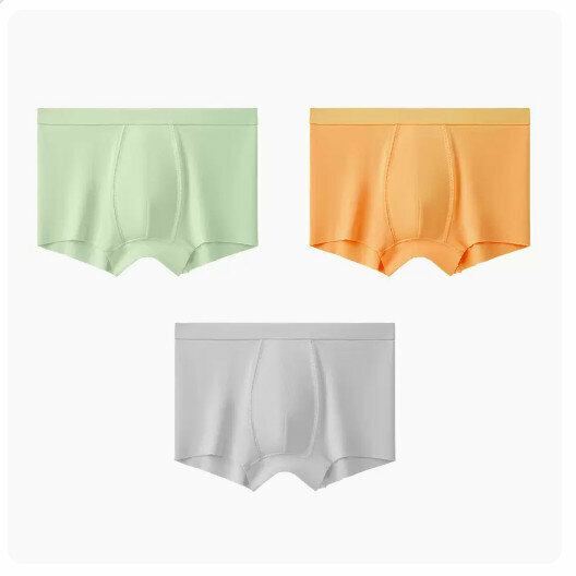 Hot recommendation [3 pieces] Modal children's pure cotton crotch boxer briefs [grape green + sunshine orange + light vine gray] (110-170 sizes) (please contact customer service to confirm the delivery size after placing the order)