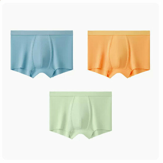Hot recommendation [3 pieces] Modal children's pure cotton crotch boxer briefs [woad blue + sunshine orange + grape green] (110-170 sizes) (please contact customer service to confirm the delivery size after placing the order)