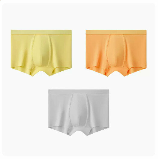 Hot recommendation [3 pieces] Modal children's pure cotton crotch boxer briefs [light yellow + sunshine orange + light vine gray] (110-170 sizes) (please contact customer service to confirm the delivery size after placing the order)