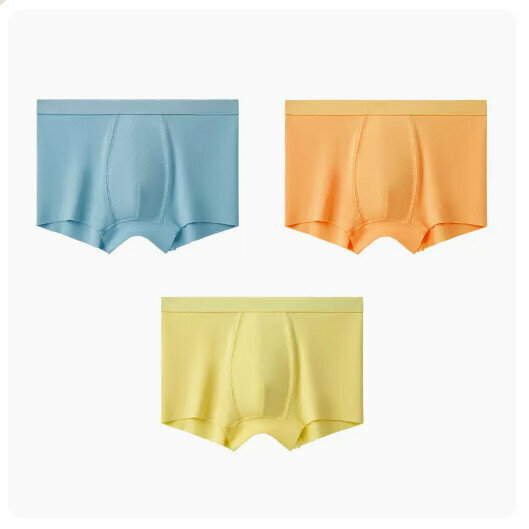 Hot recommendation [3 pieces] Modal children's pure cotton crotch boxer briefs [woad + sunshine orange + light yellow] (110-170 sizes) (please contact customer service to confirm the delivery size after placing the order)