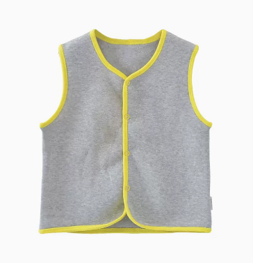 Hotly recommended baby autumn and winter thickened warm fleece vest (C1047 hemp gray body with sunny yellow edges) (size: 86-100CM (please contact customer service to confirm the delivery size after placing the order)